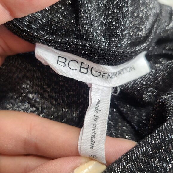 BCBGeneration Faux Wrap Black Metallic Cocktail Party Dress - Picture 7 of 9
